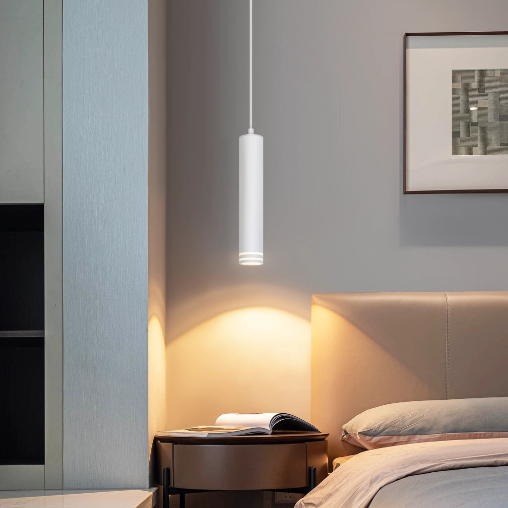 Lampada a sospensione ZMH GU10 Cilindro 1 luce bianco moderno per cucina Camera da letto Soggiorno