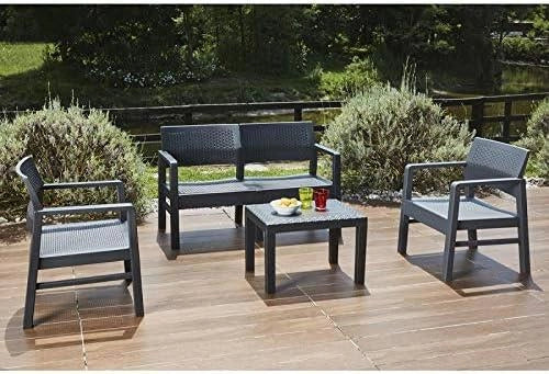 SET MOREEA DA GIARDINO EFFETTO RATTAN IN COLORE ANTRACITE