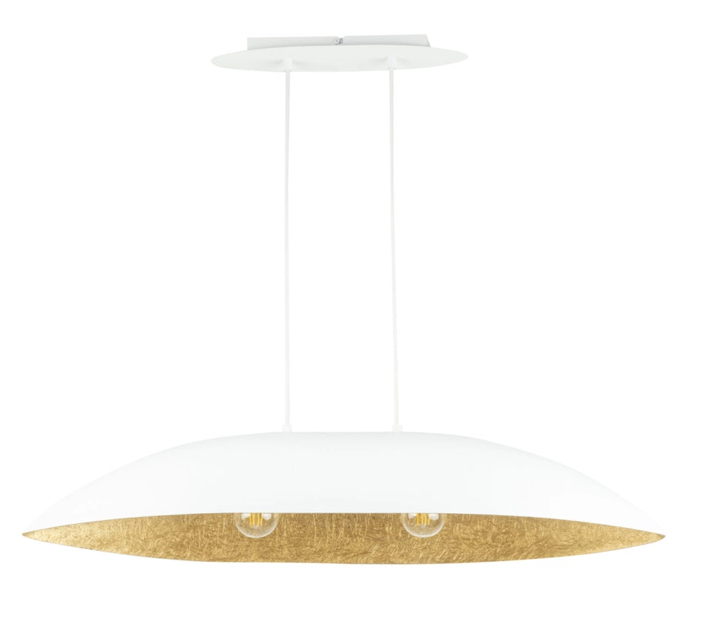 Lampada a sospensione Gondola bianco oro 2xE27 Sigma