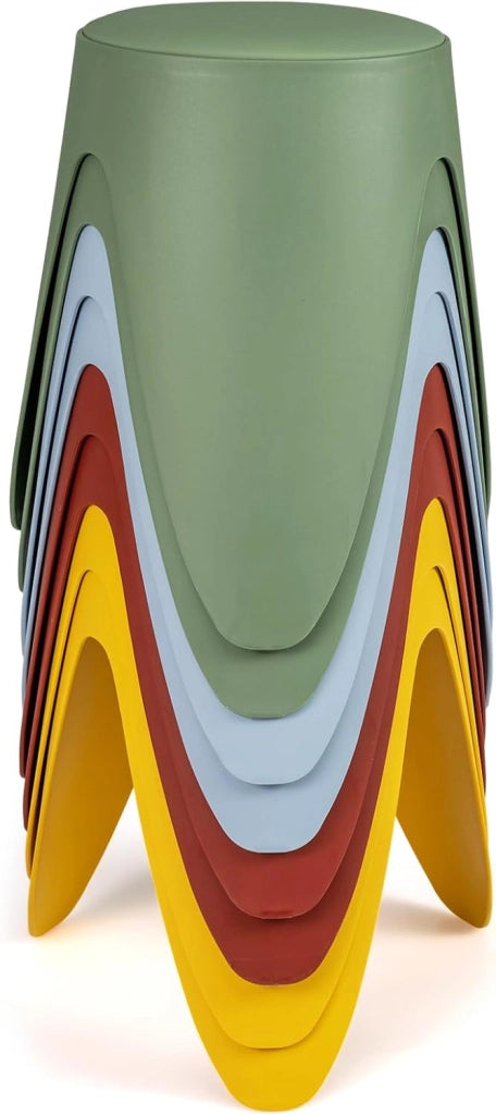 Set di 8 sgabelli impilabili con cuscino, salvaspazio in plastica, per soggiorno, sala da pranzo, portata fino a 150 kg, 39 x 39 x 46 cm