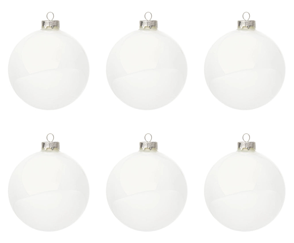 Palle di Natale Vetro Bianche Moderne per Albero Addobbi Decorazioni Natalizie Diametro: 80 mm
