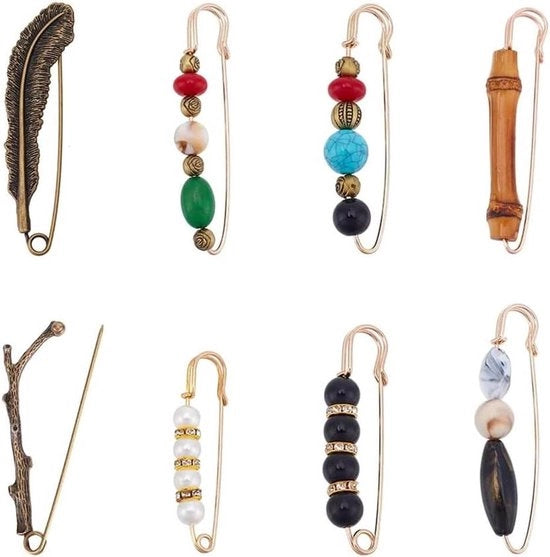 Set di 8 Pin Broche Accessori di Abbigliamento Vintage Stile Sicuro