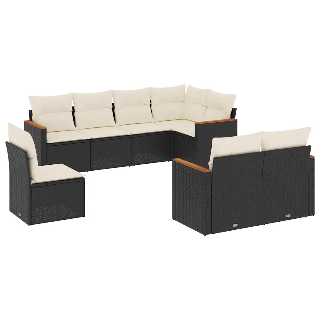 Set Divani da Giardino con Cuscini 8 pz Nero in Polyrattan 3258563