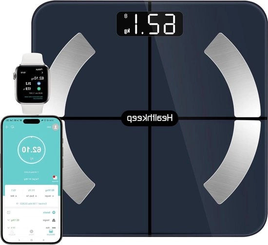Bilancia Bluetooth intelligente con misuratore di impedenza - 13 dati corporei (IMC, grasso corporeo, massa muscolare, BMR, muscoli, acqua) - max. 180 kg - per app