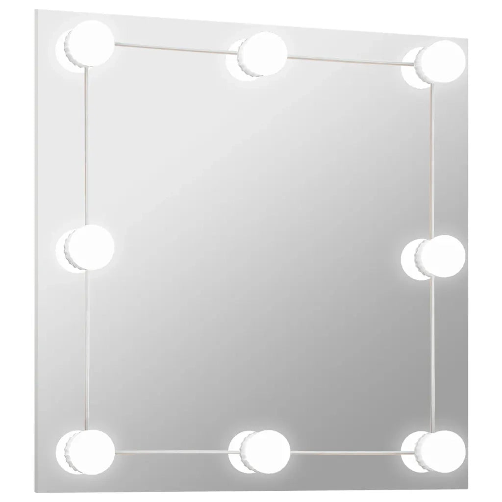 Specchio da Parete Quadrato con Luci LED-Specchio a Muro-Specchio Decorativo in Vetro 640786