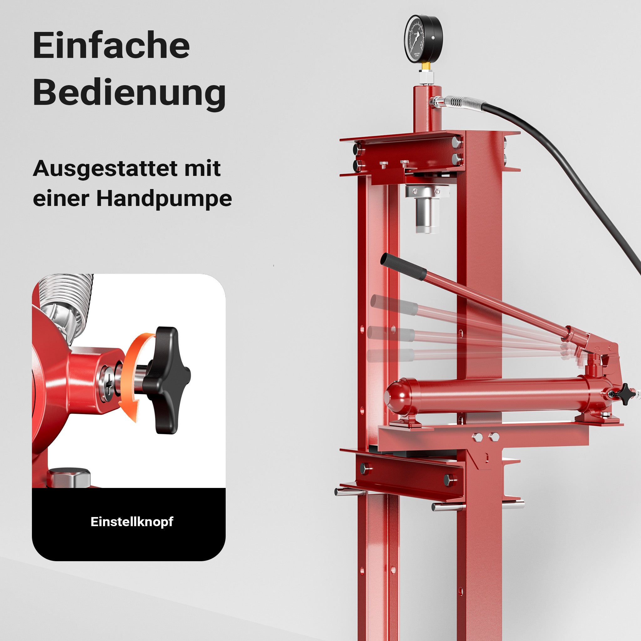 Pressa idraulica da officina 12t Pressa professionale a telaio per cuscinetti con manometro