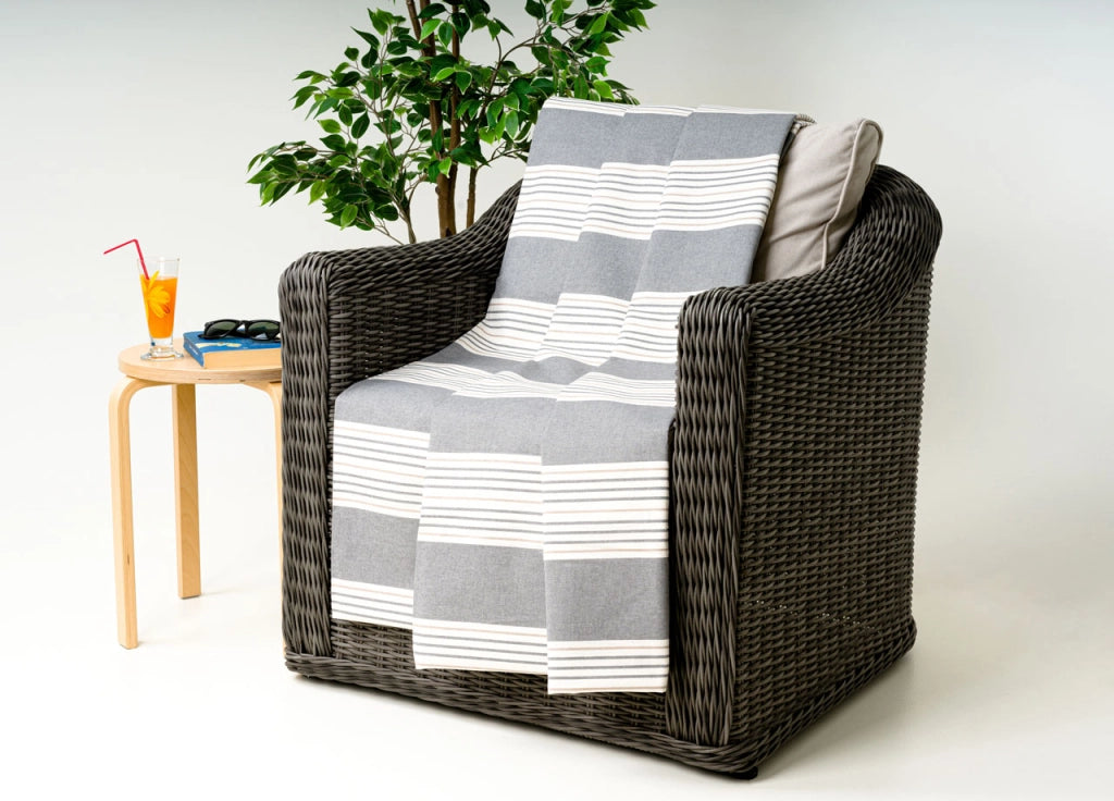 Telo Arredo Granfoulard Copritutto Cotone Made Italy Vari Disegni Arredatutto Copriletto Multiuso - 2 Piazze - Righine Grigio