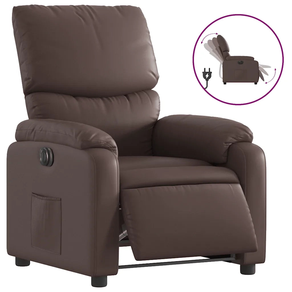 Poltrona | Sedia Relax Reclinabile Elettrica Marrone in Similpelle