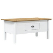 Tavolino da salotto | Tavolino da caff¨¨ | Tavolino da Soggiorno BODO 100x55x46 cm Legno Massello Pino Bianco e Marrone