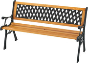 GIANTEX Panca da Giardino a 2 Posti in Legno, Panchina in Ghisa con Schienale e Braccioli, Stile Vintage, per Giardino, Balcone, Terrazza, 125x52x73 cm