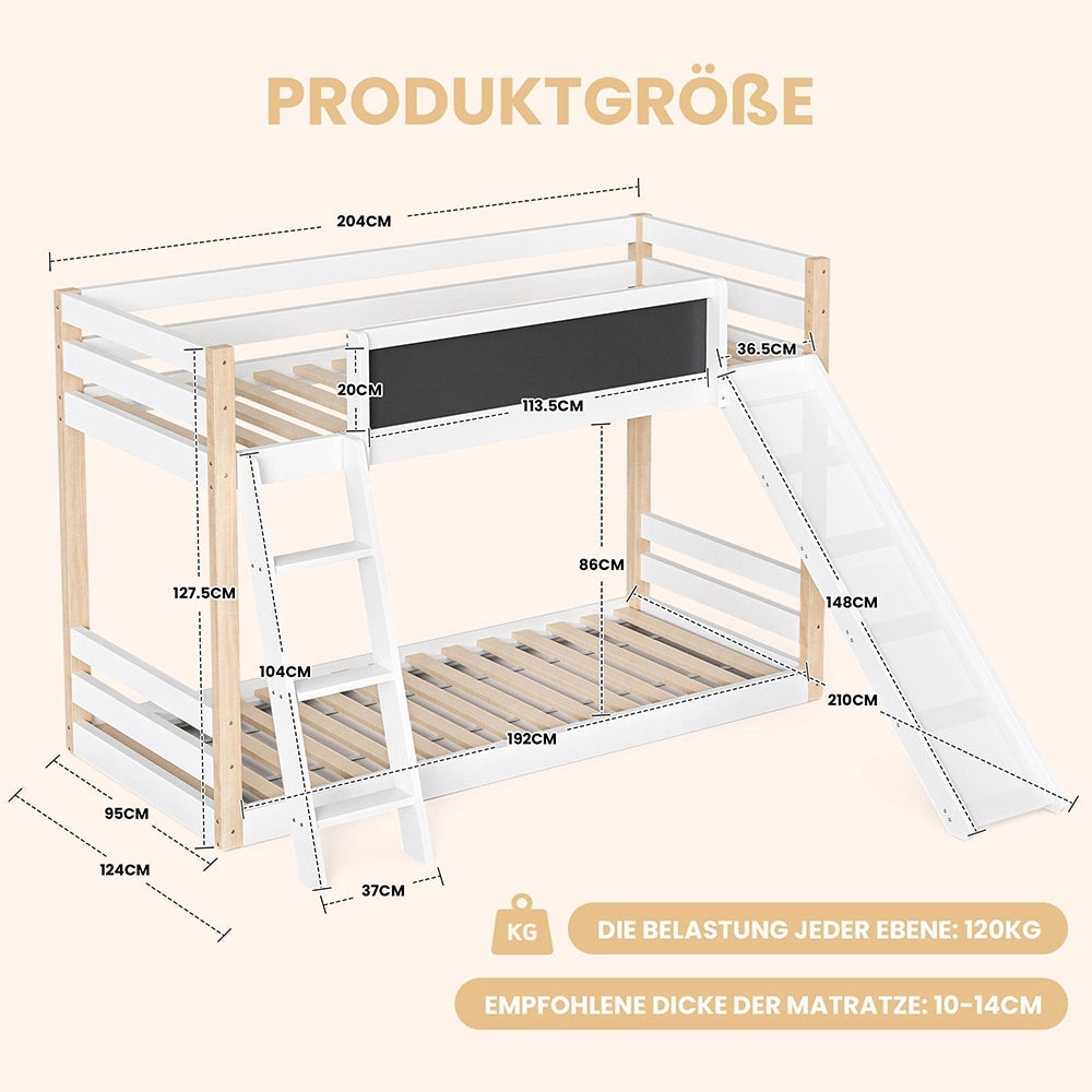Letto castello con scivolo?- Xylo - 90x200cm legno sicuro