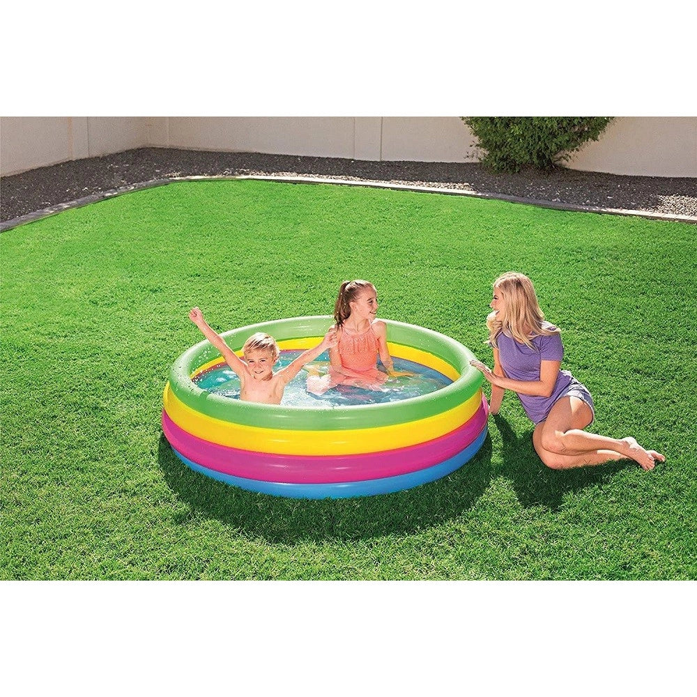 Trade Shop - Piscina Gonfiabile Arcobaleno Per Bambini A 4 Anelli Colorati 157 X 46 Cm 51117 -