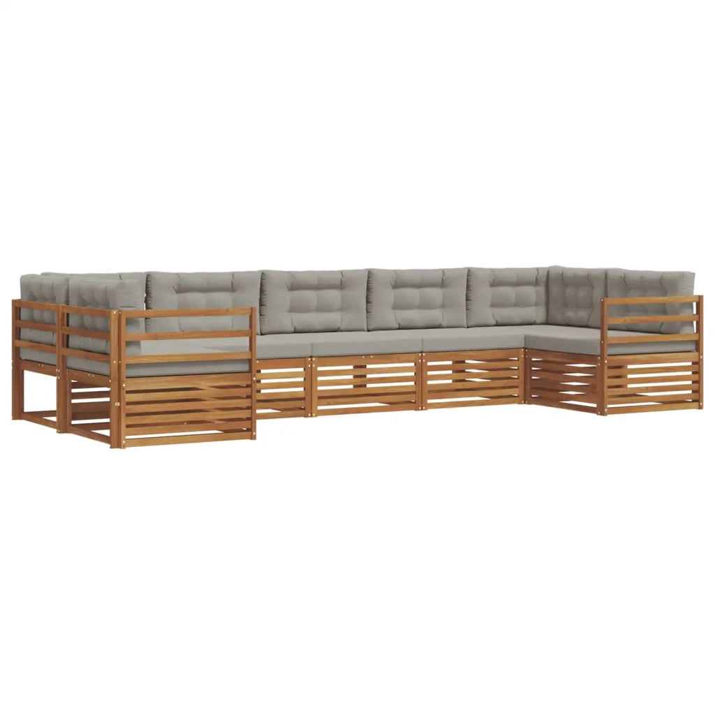 Set di divani da esterno 7 pcs Grigio Naturale e Chiaro 3374041