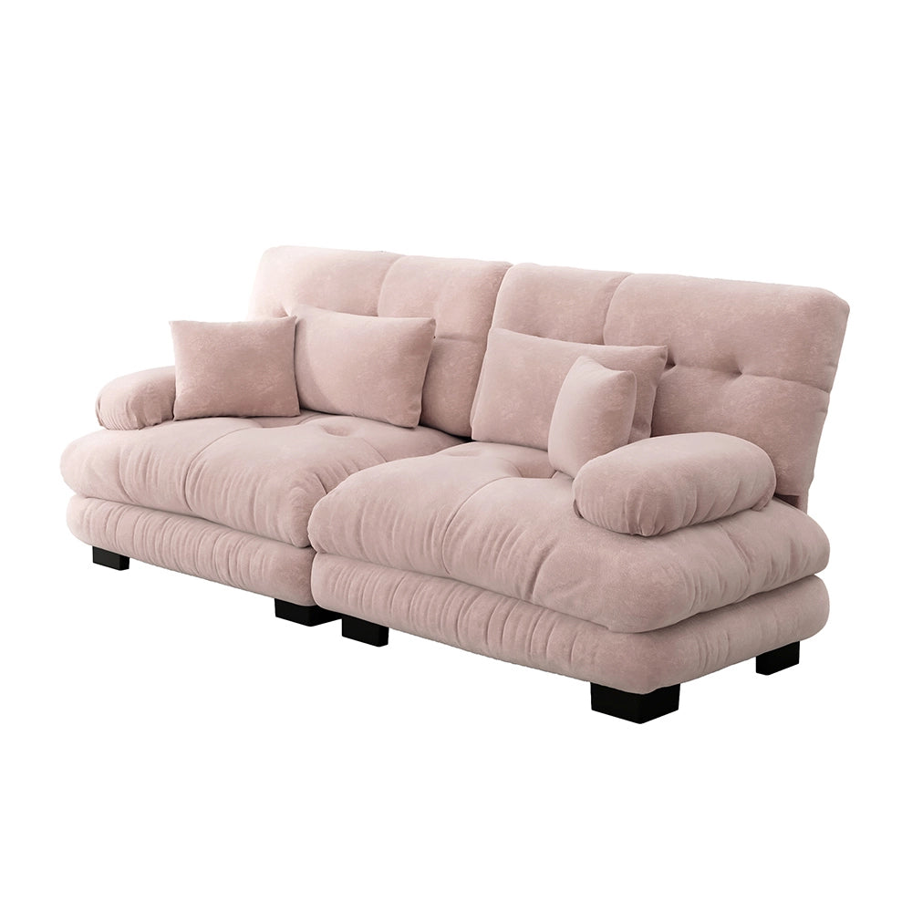 Divano angolare Cloud - Xylo - 2 posti in chenille con struttura in legno massello, rosa