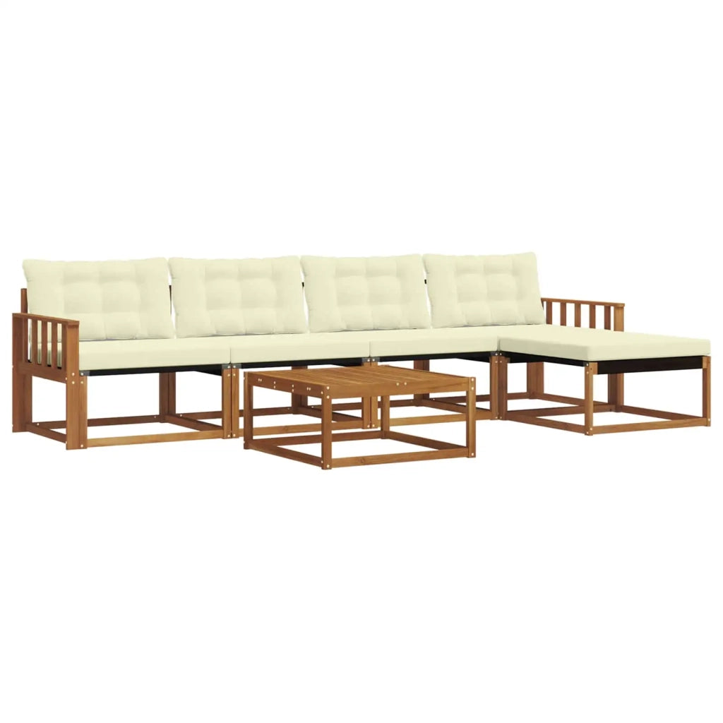 Set di divani da esterno con cuscino 6 pcs Naturale e Crema