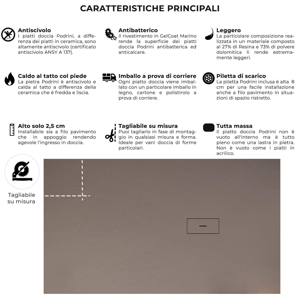 Piatto Doccia in Pietra 90x140 cm Bonussi Manila Sabbia