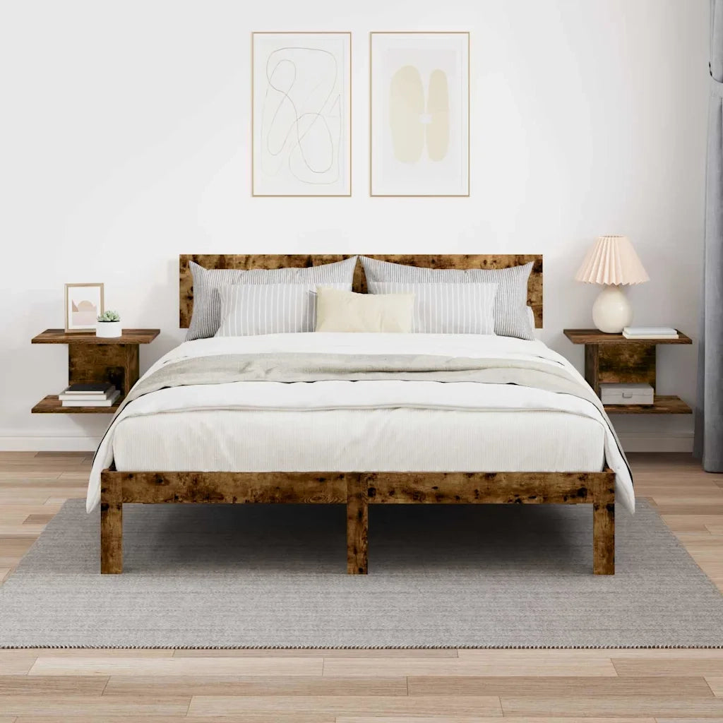 Set di 2 Comodini | Armadio da Notte | Mobiletto da notte Rovere fum¨¦ 40 x 30 x 25 cm Legno multistrato