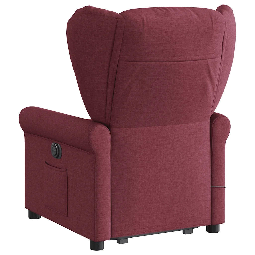 vidaXL Poltrona Alzapersona Massaggiante Elettrica Rosso Vino Tessuto