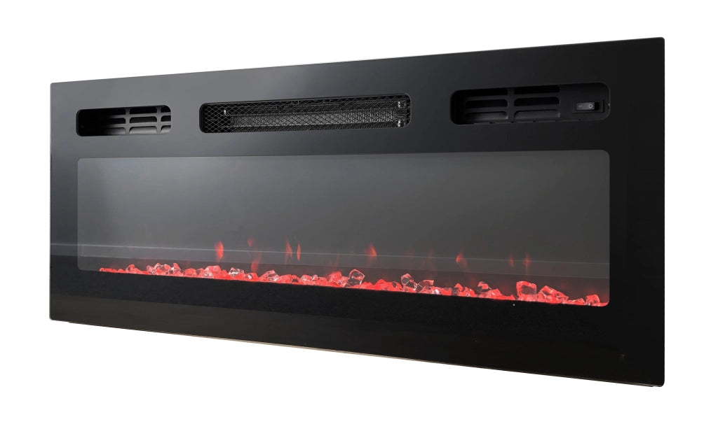 MOBILE TV CON CAMINETTO ELETTRICO Cm 200x40x37h NERO LUCIDO
