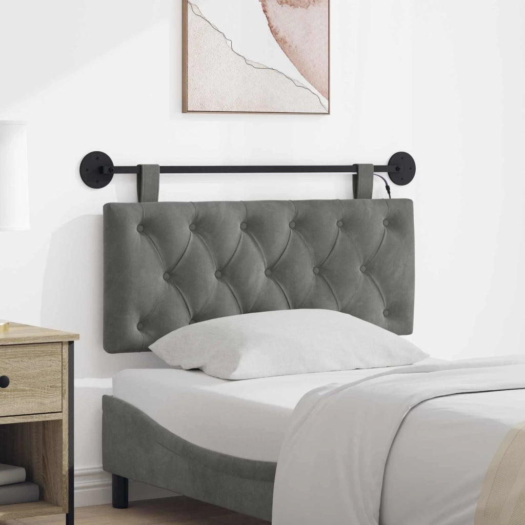 Testiera | Testata sospesa Con luce LED Grigio Scuro Velluto