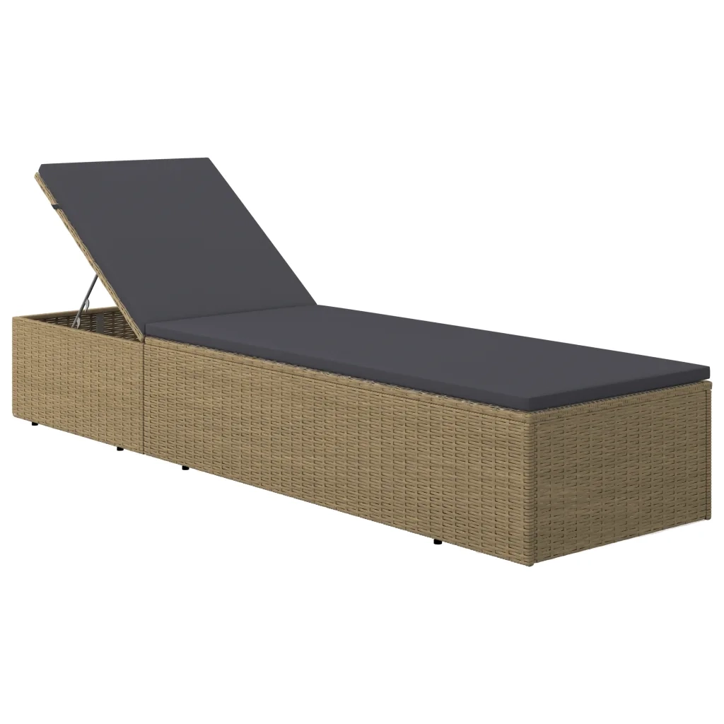 Lettino Prendisole | Sdraio da giardino | Lettino da sole in Polyrattan Marrone e Grigio Scuro