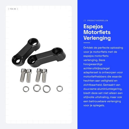 Adattatore per specchiera posteriore per motocicletta - Alluminio lega - 10 mm - Altezza regolabile - Adatto per motocicli