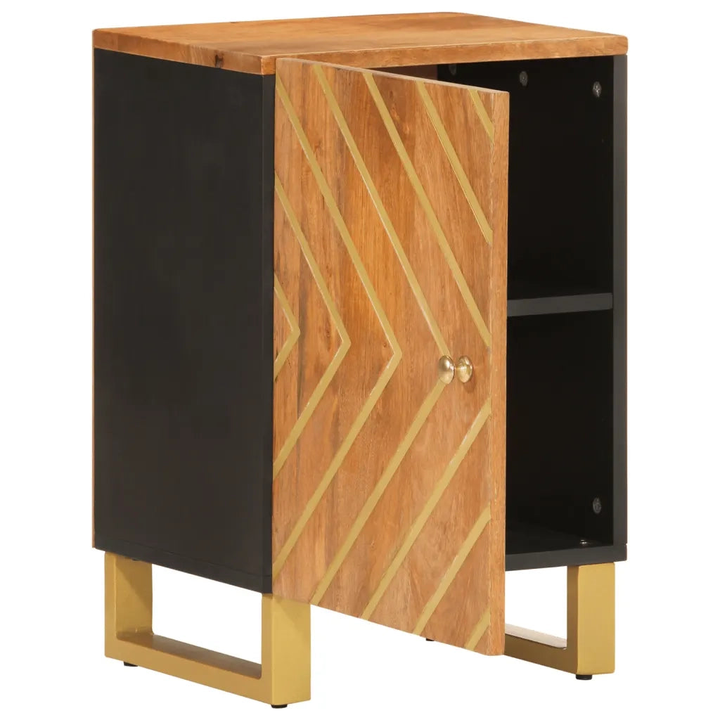 Mobiletto da Bagno Marrone e Nero 38x33,5x58 cm Legno di Mangocod mxl 126663