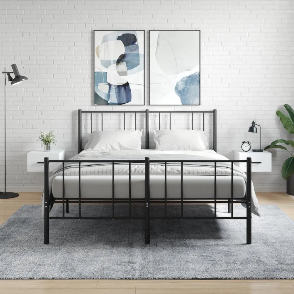 Set di 2 Comodini | Armadio da Notte | Mobiletto da notte a Muro Bianchi 35x35x20 cm