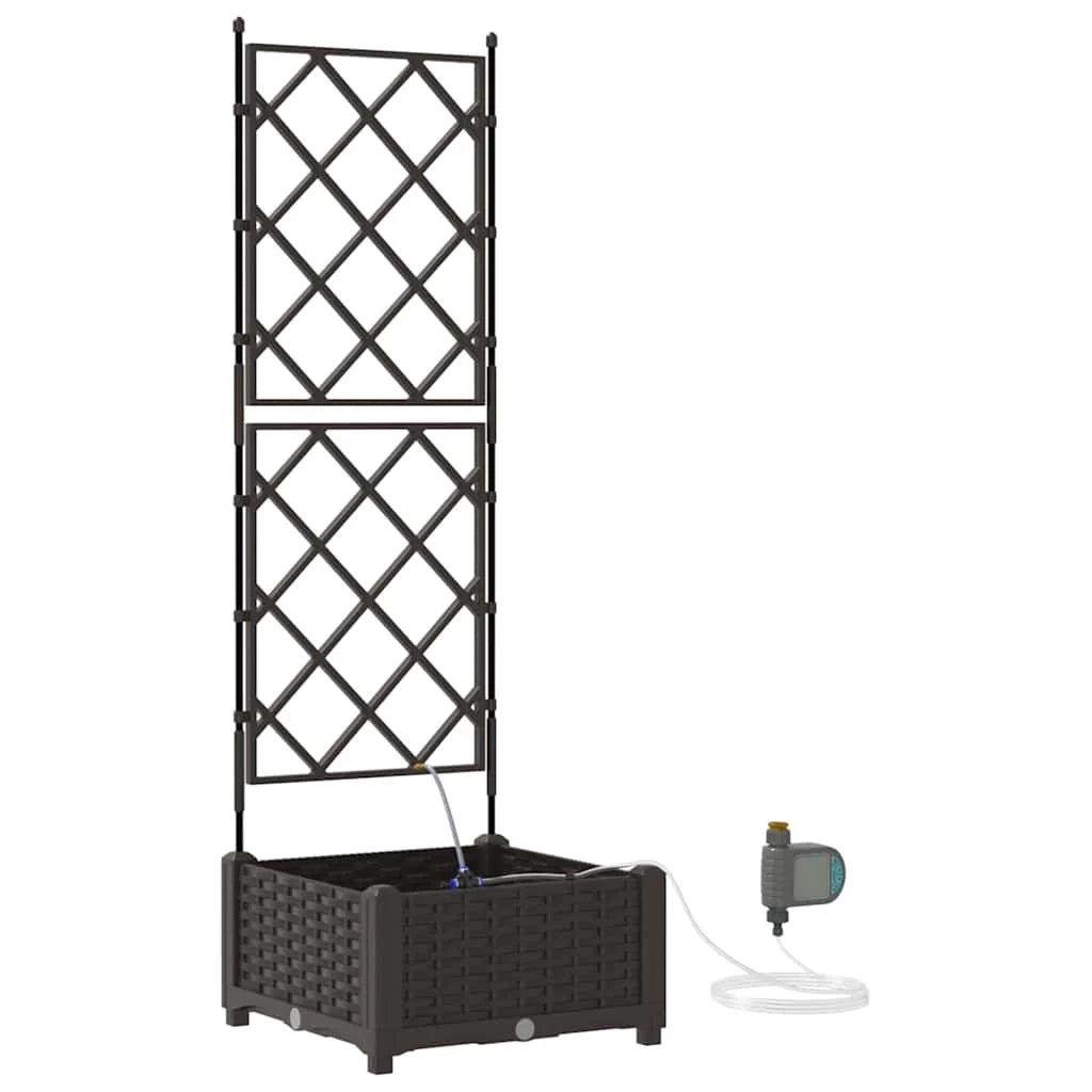 Fioriera da giardino moderna e sottile 40 x 40 x 126 cm resistente con sistema di irrigazione acciaio marrone 02_0058523