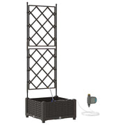 Fioriera da giardino moderna e sottile 40 x 40 x 126 cm resistente con sistema di irrigazione acciaio marrone 02_0058523