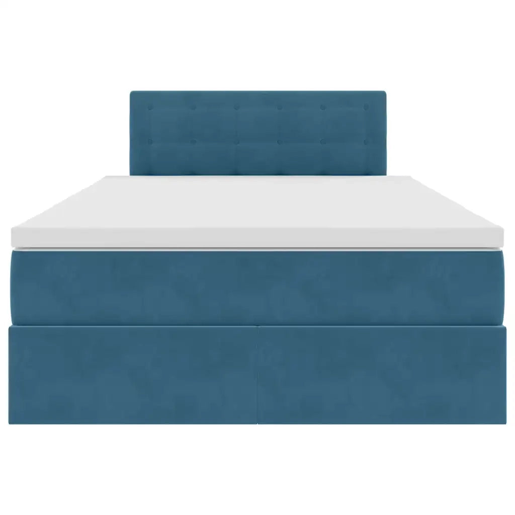 Letto con contenitore e LED Blu Scuro 120 x 200 cm Velluto 3371509