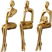 Decorazioni per casa in stile moderno, set di sculture in cera dorata per librerie, opere d'arte astratte e decorative per ufficio casa