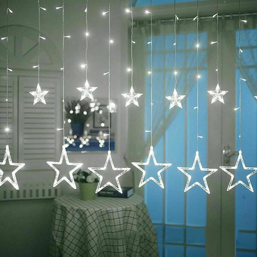Tenda luminosa catena luci LED di Natale 10 Stelle luce bianca fredda da interno