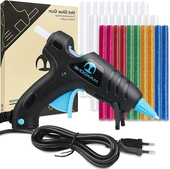 Pistola Adesivo a Fiamma con 30 Sticchi - 20W Pistola Adesiva per Artigianato e Riparazioni DIY - Nero