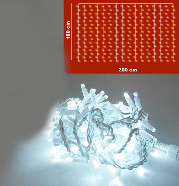 Luci di Natale Tenda 86 LED 100x100 cm Luce Fredda Cavo Bianco