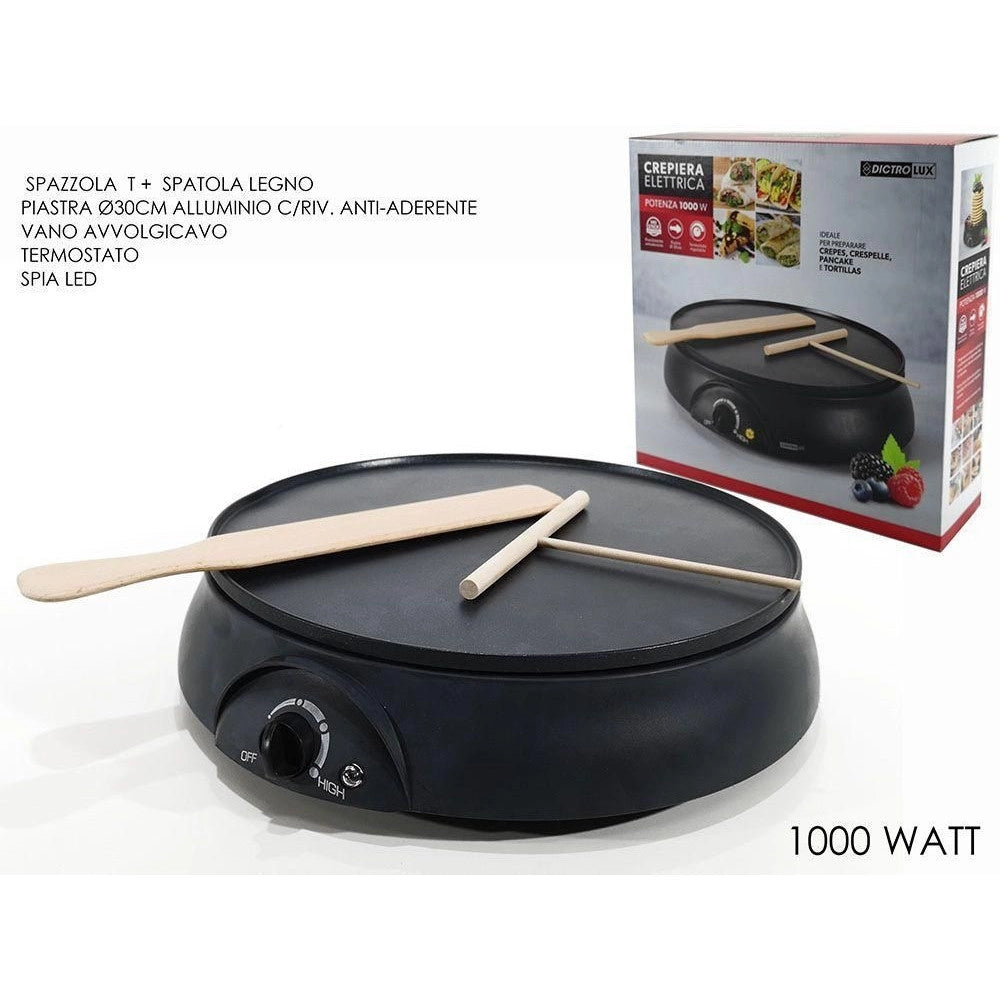 Trade Shop - Crepiera Elettrica 1000w Piastra Macchina Per Crepes Pancake Scalda Piadina Antiaderente -
