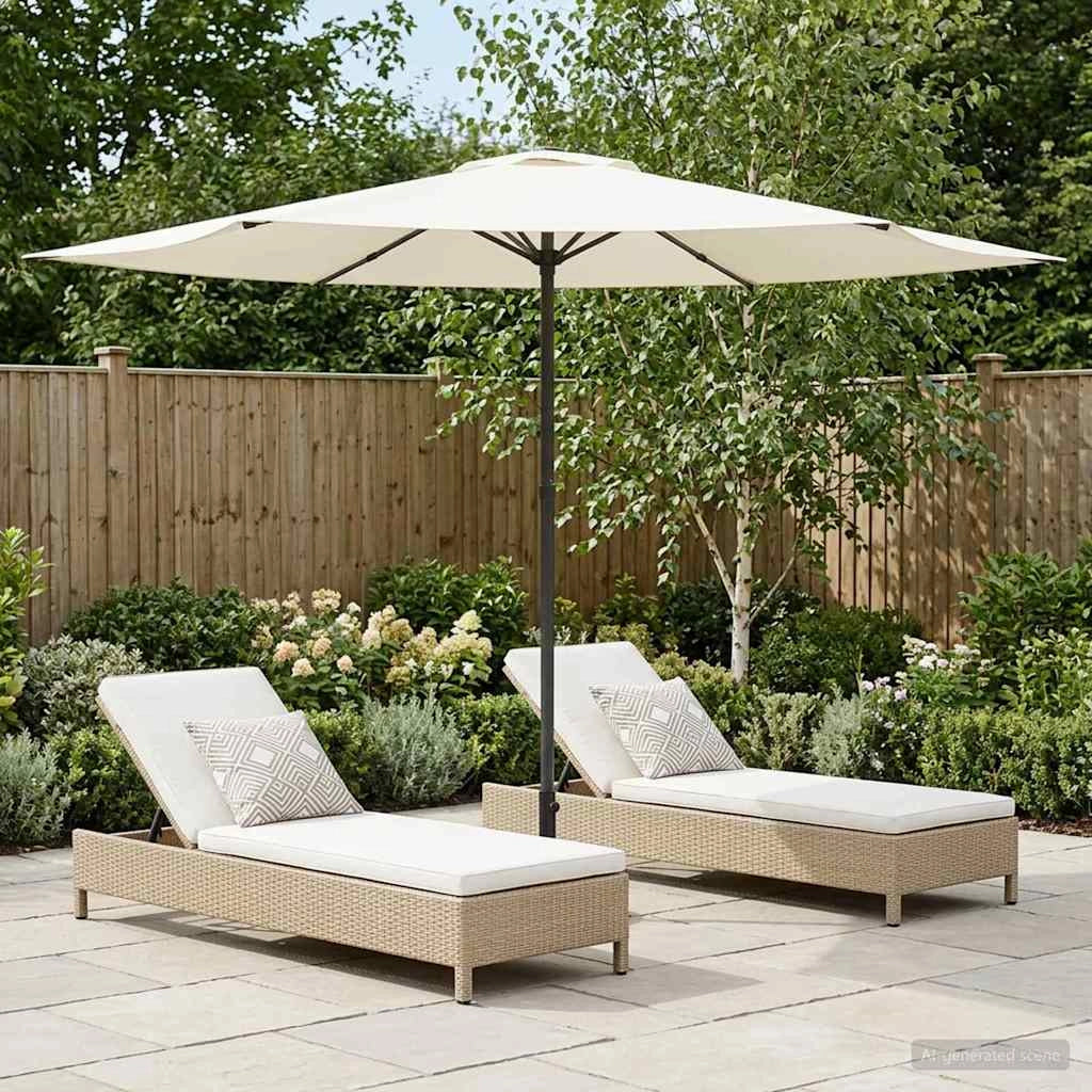 Ombrello da giardino 300 x 300 cm Poliestere Rettangolare Crema 42036195