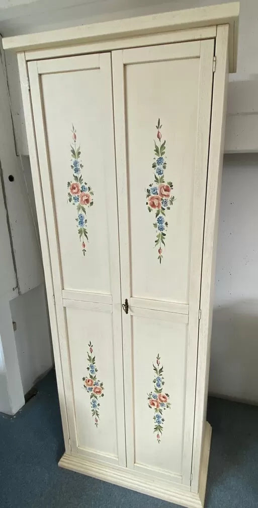 Armadietto porta scarpe legno avorio e decori 77x45x193 - Mobili 2G