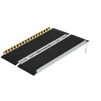 Rampa per Sedia a Rotelle Pieghevole in Alluminio con Deflettori e Adesivi, 91x73.6x5.1 cm, Nero