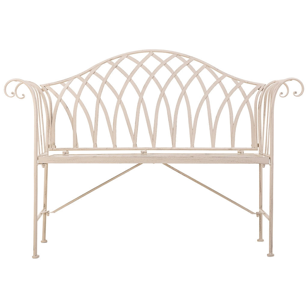 Sgabello in ferro battuto bianco 110x50x88h