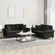 Set di Divani 2 pz con Cuscini Nero in Velluto 3202235
