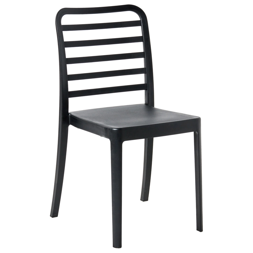 Set di 4 sedie da bar per sala da pranzo Seduta in PP nero Sedie senza braccioli impilabili per interni ed esterni