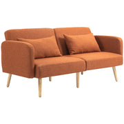 Divano letto 3 posti inclinabile ¨C zephmum ¨C tessuto effetto lino marrone