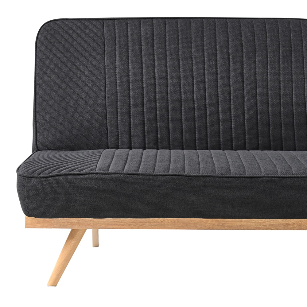 Divano letto Nero Rivestimento in tessuto Gambe in metallo 2 posti Seduta con schienale imbottito Design moderno Senza braccioli