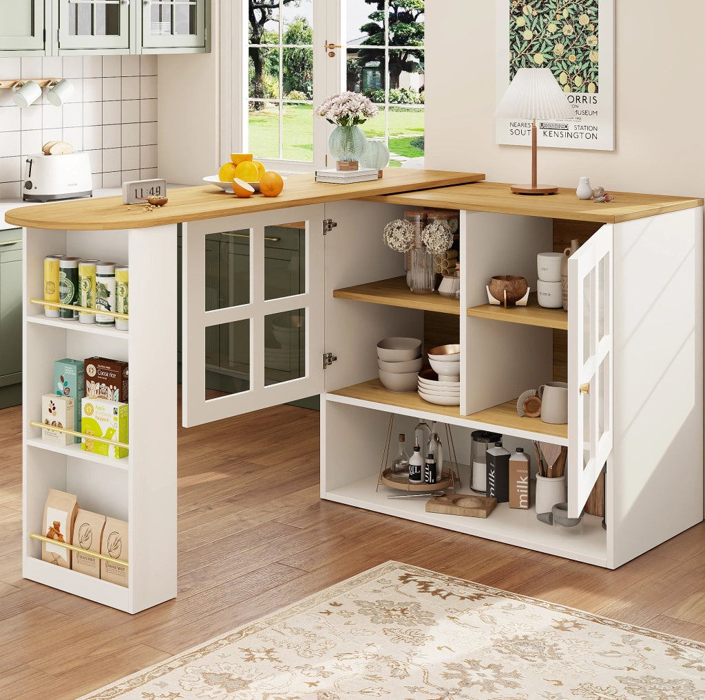 Mobile bar girevole e allungabile 138-204 cm bianco