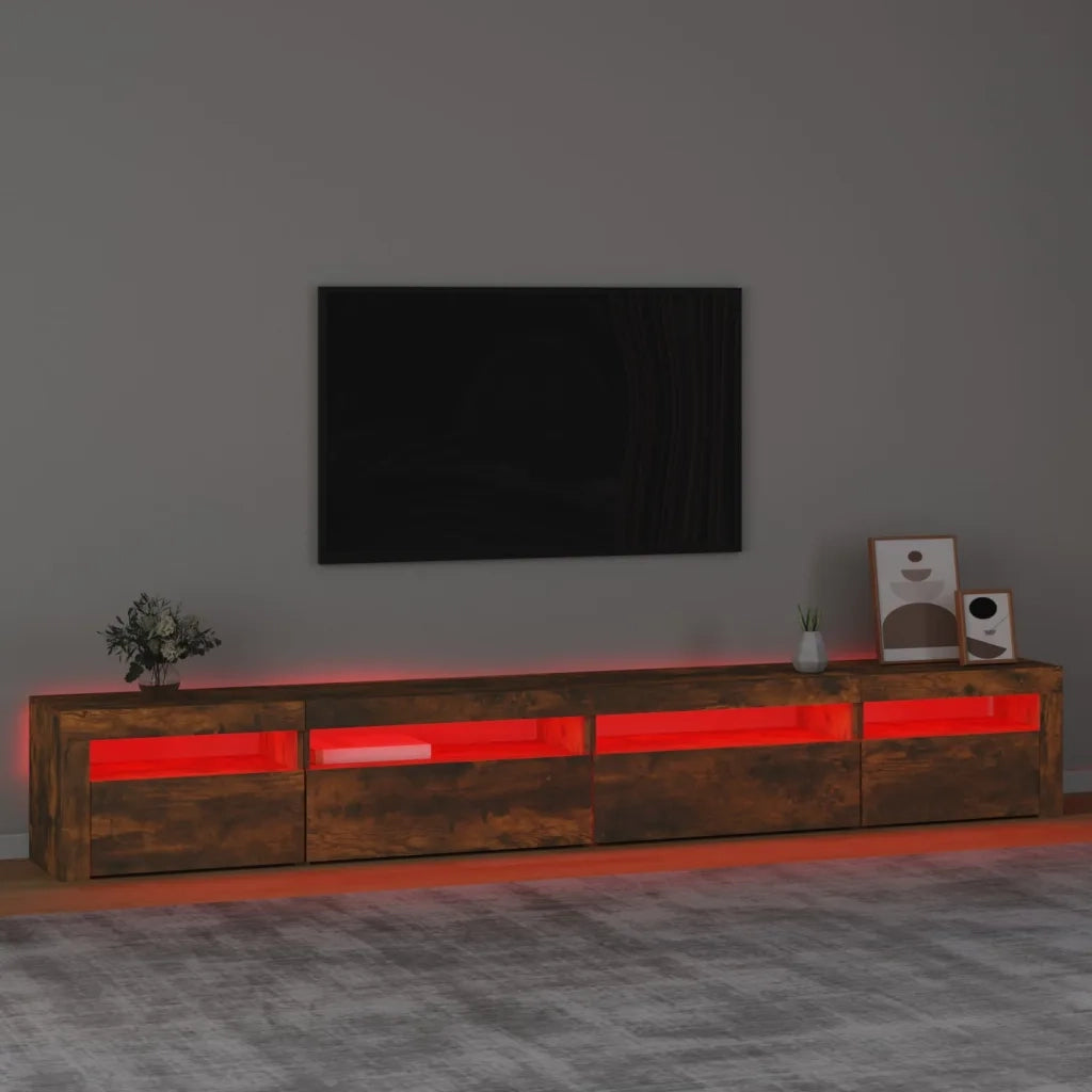 Mobile Porta TV con Luci LED-Mobile per TV-Credenza TV Rovere Fumo 270x35x40 cm