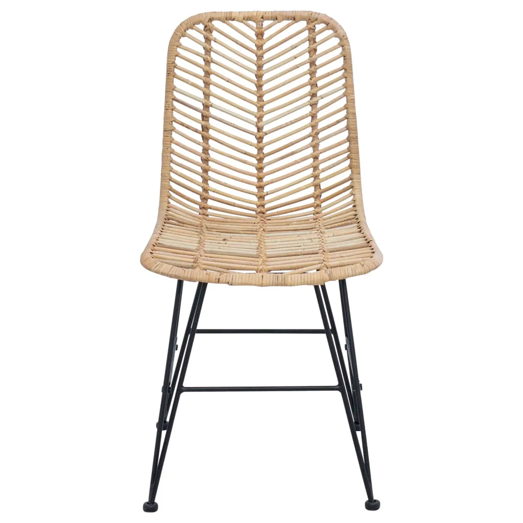 Sedia da pranzo 2 pcs Naturale 44 x 47 x 85 cm Rattan e Ferro 42011550