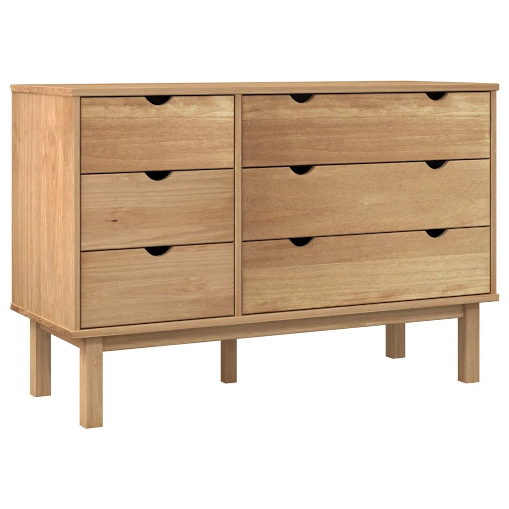 Cassettiera OTTA 111x43x73,5 cm cm in Legno Massello di Pino 348585