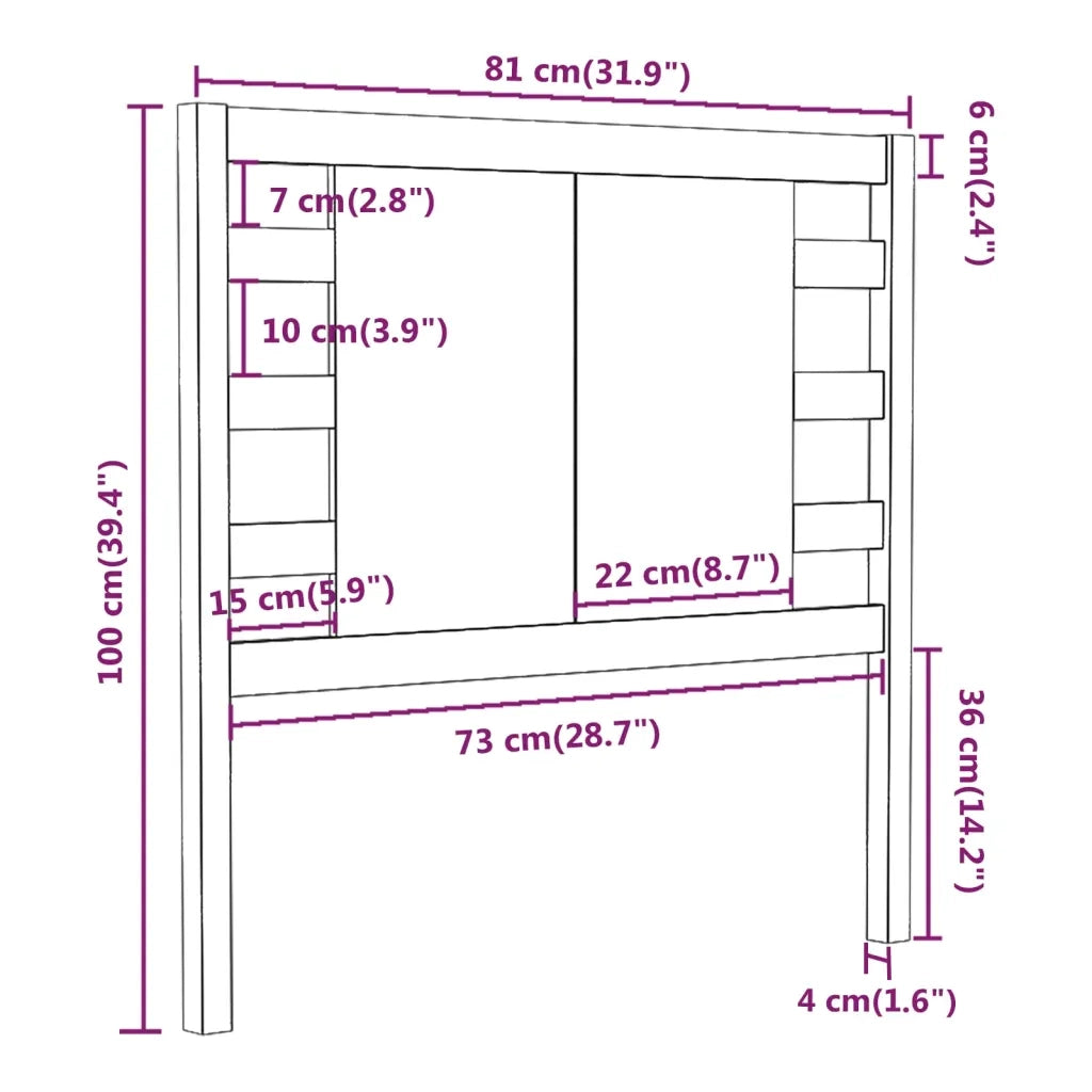 Testiera per Letto ambra 81x4x100 cm in Legno Massello di Pino