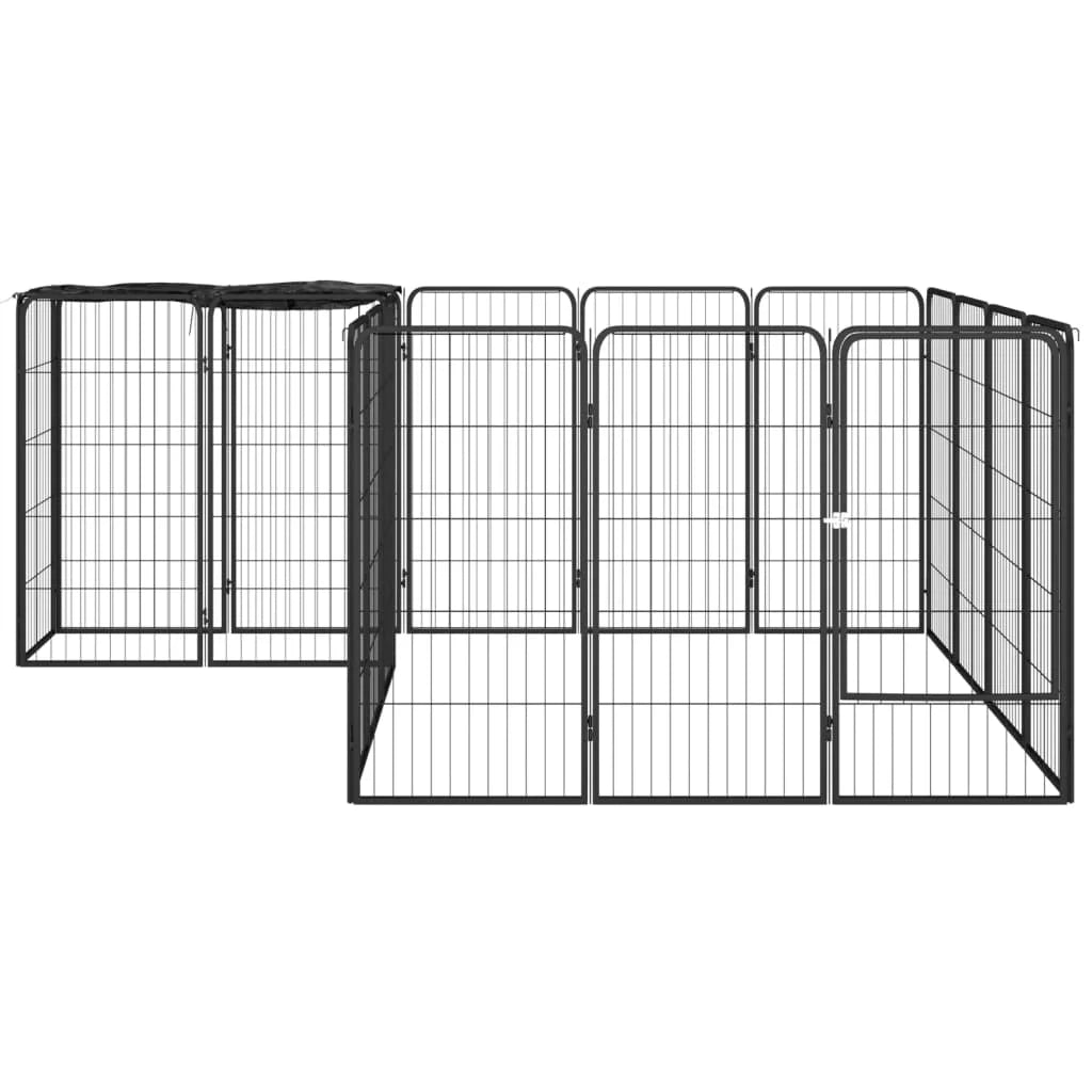 Recinto per cani 18 pannelli 50 x 100 cm acciaio verniciato a polvere nero 02_0043613